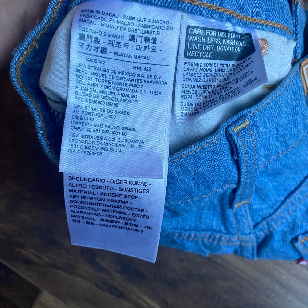Levi's Farm Rio RARE Blue Animal Print Jean Ribcage Shorts - Picture 9 of 13